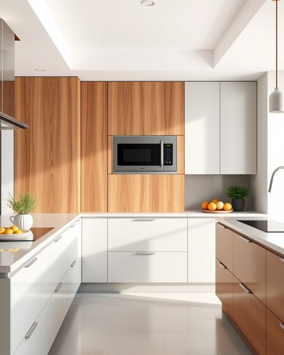 warm wood accents enhance kitchens