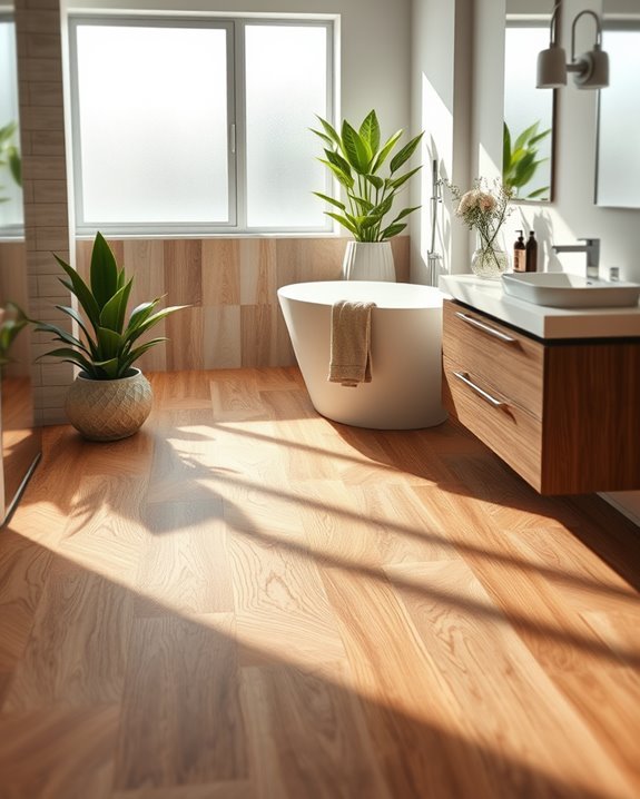 warm wood look tile installation
