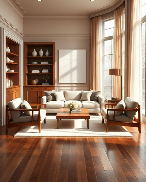 warm wood textures enhance elegance