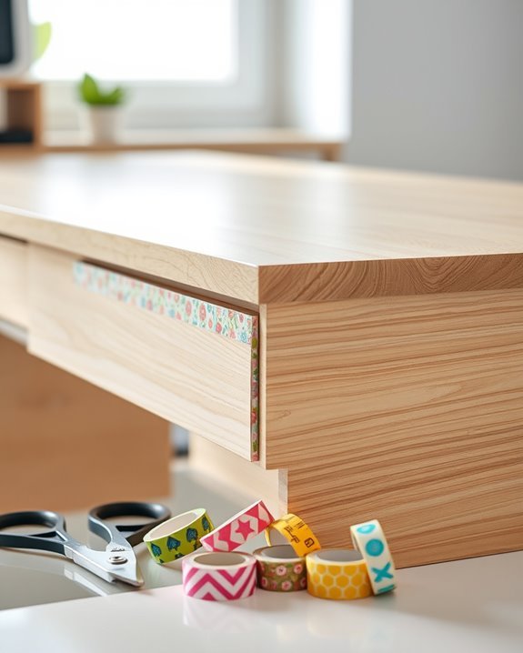 washi tape desk transformation