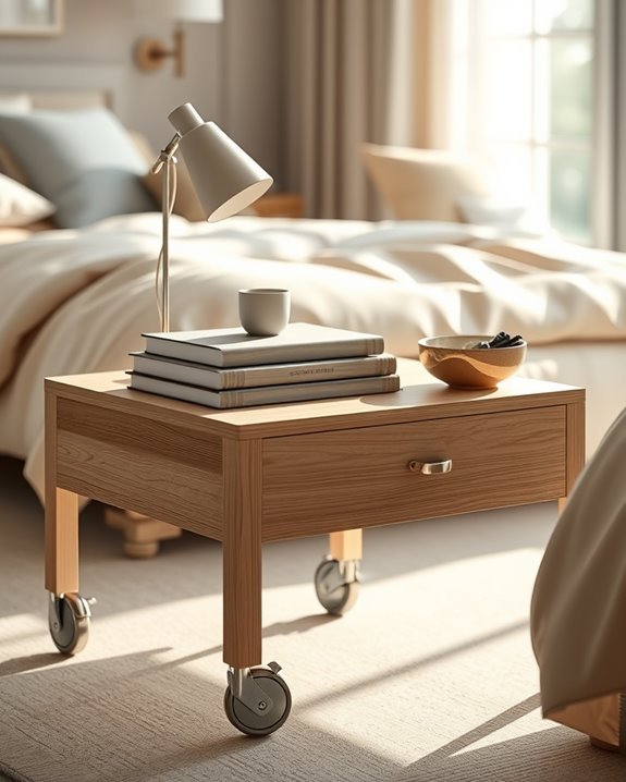 wheeled bedside table convenience