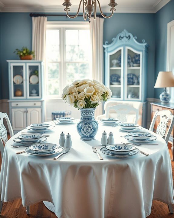 whimsical blue and white decor