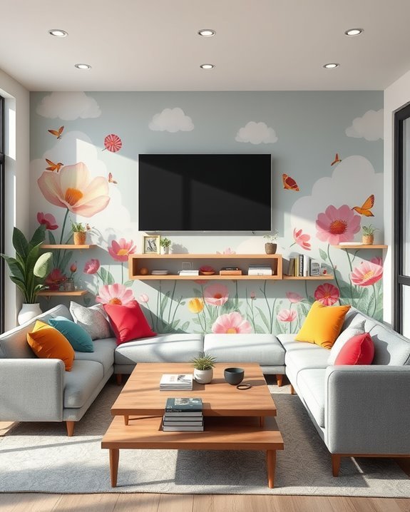 whimsical character mural transformation