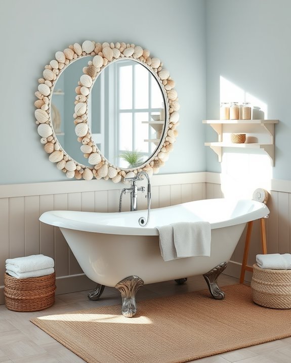 whimsical coastal seashell mirrors