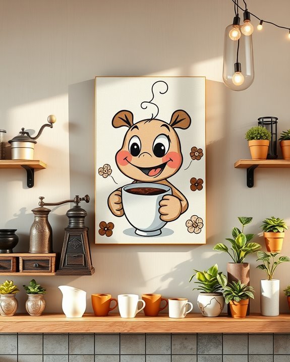 whimsical coffee character art