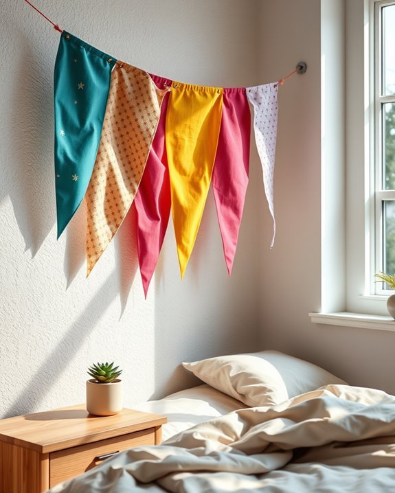 whimsical colorful fabric banners