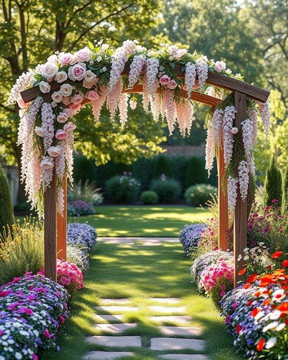 whimsical floral garden entrance