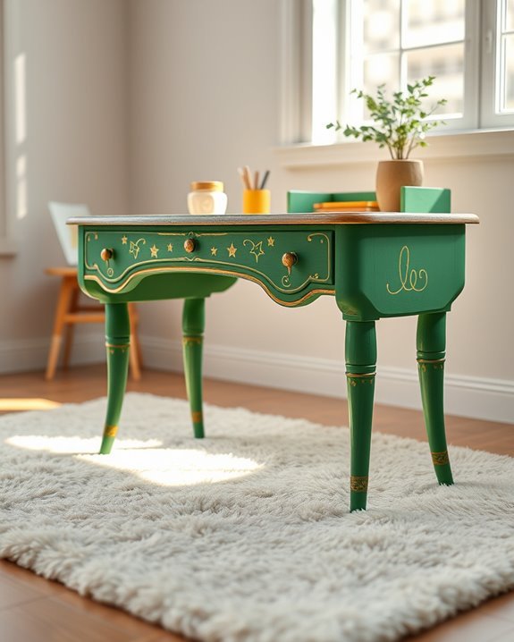 whimsical green and gold