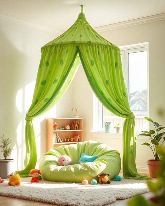 whimsical green canopy decor