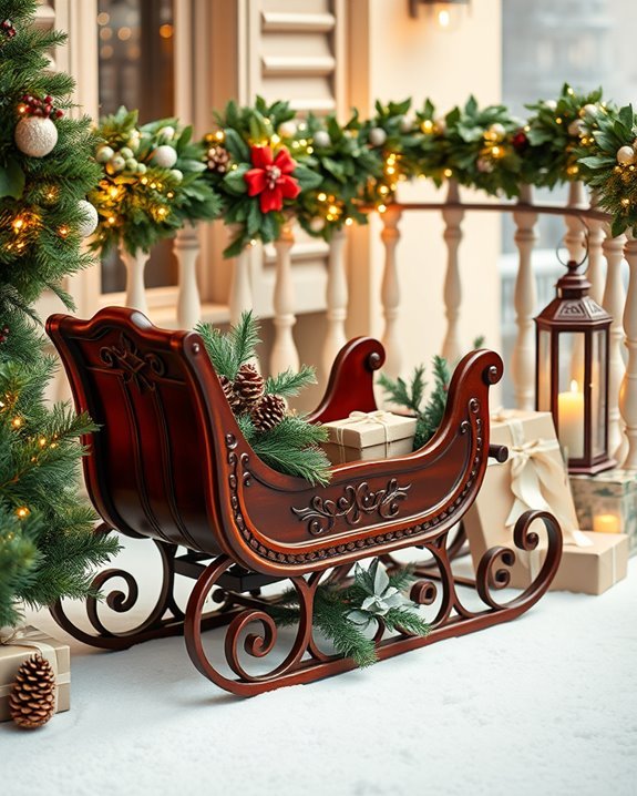 whimsical holiday sleigh decor