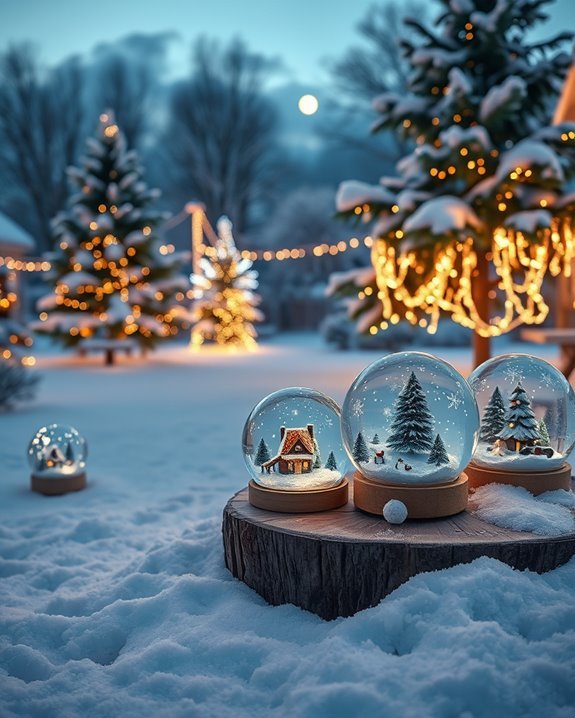 whimsical outdoor snow globes