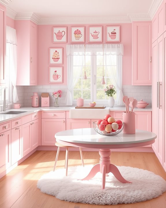 whimsical pink kitchen art