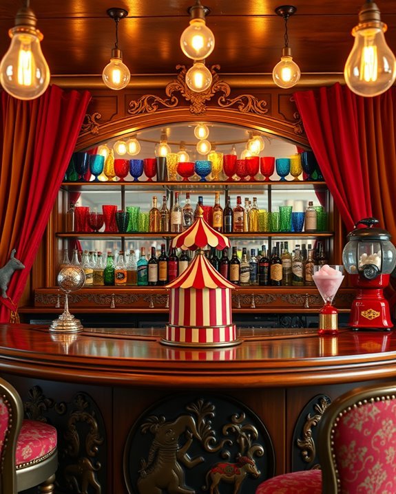 whimsical vintage circus bar